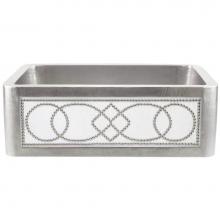 Linkasink C070-30 SS - Hammered Inset Apron Front Hammered Farm House Kitchen Sink - (Price Does Not Include Panel)