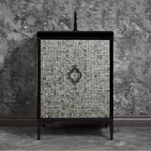 Linkasink VAN24B-006-BC - MOTHER OF PEARL with Arabesque Pull 24'' Wide Vanity, Black, Black Hardware, 24'&ap