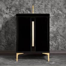 Linkasink VAN36B-021SB-06 - TUXEDO with 18'' Artisan Glass Prism Hardware 36'' Wide Vanity, Black, Satin B