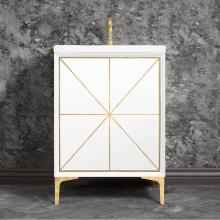 Linkasink VAN36W-002-PB - DIVERGENCE 36'' Wide Vanity, White, Polished Brass Hardware, 36'' x 22'&a