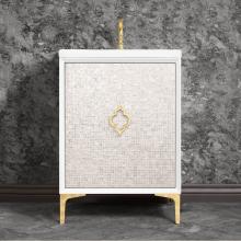 Linkasink VAN36W-004-BC - MOTHER OF PEARL with Arabesque Pull 36'' Wide Vanity, White, Black Hardware, 36'&ap