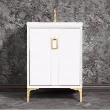 Linkasink VAN24W-008-SN - TUXEDO with Coach Pull 24'' Wide Vanity, White, Satin Nickel Hardware, 24'' x