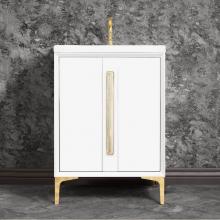 Linkasink VAN30W-021PB-05 - TUXEDO with 18'' Artisan Glass Prism Hardware 30'' Wide Vanity, White, Polishe