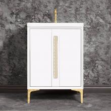 Linkasink VAN30W-022PN-05 - TUXEDO with 18'' Artisan Glass Pyramid Hardware 30'' Wide Vanity, White, Polis