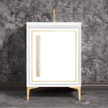 Linkasink VAN30W-025PB-05 - LINEA with 18'' Artisan Glass Prism Hardware 30'' Wide Vanity, White, Polished