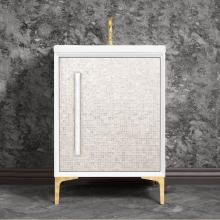 Linkasink VAN36W-017PB-05 - MOTHER OF PEARL with 18'' Artisan Glass Prism Hardware 36'' Wide Vanity, White