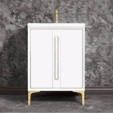 Linkasink VAN36W-021PB-05 - TUXEDO with 18'' Artisan Glass Prism Hardware 36'' Wide Vanity, White, Polishe