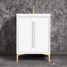 Linkasink VAN36W-022PB-05 - TUXEDO with 18'' Artisan Glass Pyramid Hardware 36'' Wide Vanity, White, Polis