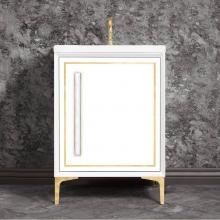 Linkasink VAN36W-025PB-05 - LINEA with 18'' Artisan Glass Prism Hardware 36'' Wide Vanity, White, Polished