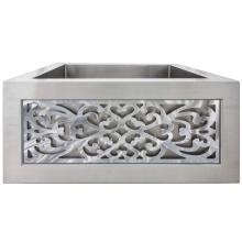 Linkasink C073-3.5SS-PNLS105PS - Smooth Inset Apron Front Bar Sink and Filigree Panel