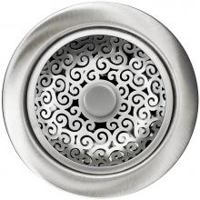 Linkasink D076SS - Swirl Disposal Flange with Decorative Basket Strainer Stopper