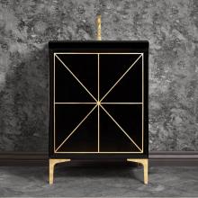 Linkasink VAN24B-002PB - Divergence 24'' Wide Black Vanity with Hand Applied Metal Leaf and Polished Brass Hardwa