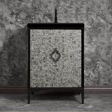 Linkasink VAN24B-006BC - Mother of Pearl 24'' Wide Black Vanity with Satin Black Arabesque Pull and Hardware, 24&