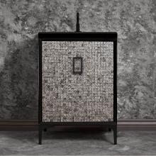 Linkasink VAN24B-007BC - Mother of Pearl 24'' Wide Black Vanity with Satin Black Coach Pull and Hardware, 24&apos