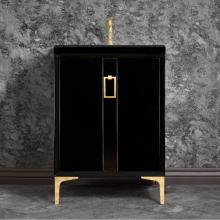 Linkasink VAN24B-008PB - Tuxedo 24'' Wide Black Vanity with Polished Brass Coach Pull and Hardware, 24'&apos