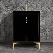 Linkasink VAN24B-009PB - Tuxedo 24'' Wide Black Vanity with Polished Brass Buttons and Hardware, 24'' x