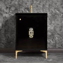 Linkasink VAN24B-011PB - Frame 24'' Wide Black Vanity with Polished Brass Deco Grate and Legs, 24'' x 2