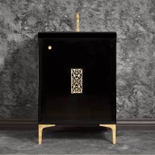 Linkasink VAN24B-012PB - Frame 24'' Wide Black Vanity with Polished Brass Filigree Grate and Legs, 24''