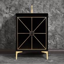 Linkasink VAN24B-014SB - Divergence with 3'' Black Artisan Glass Prism, 24'' Wide Vanity, Black, Satin