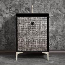 Linkasink VAN24B-015SN-06 - MOTHER OF PEARL with 3'' Artisan Glass Prism Hardware 24'' Wide Vanity, Black,