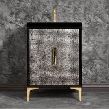 Linkasink VAN24B-016PB-06 - MOTHER OF PEARL with 8'' Artisan Glass Prism Hardware 24'' Wide Vanity, Black,