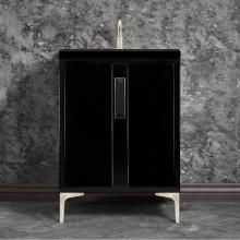 Linkasink VAN24B-020SN-04 - TUXEDO with 8'' Artisan Glass Prism Hardware 24'' Wide Vanity, Black, Satin Ni