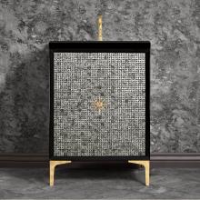 Linkasink VAN24B-028PB - Mother of Pearl with 3'' Polished Brass Star Hardware, 24'' Wide Vanity, Black