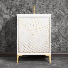 Linkasink VAN24W-001PB - Lateen 24'' Wide White Vanity with Hand Applied Metal Leaf and Polished Brass Hardware,