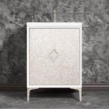 Linkasink VAN24W-004PN - Mother of Pearl 24'' Wide White Vanity with Polished Nickel Arabesque Pull and Hardware,