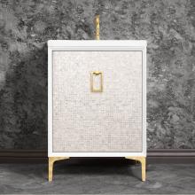 Linkasink VAN24W-005PB - Mother of Pearl 24'' Wide White Vanity with Polished Brass Coach Pull and Hardware, 24&a