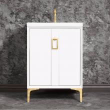 Linkasink VAN24W-008PB - Tuxedo 24'' Wide White Vanity with Polished Brass Coach Pull and Hardware, 24'&apos