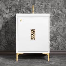 Linkasink VAN24W-010PB - Frame 24'' Wide White Vanity with Polished Brass Coral Grate and Legs, 24'' x