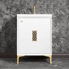 Linkasink VAN24W-012PB - Frame 24'' Wide White Vanity with Polished Brass Filigree Grate and Legs, 24''