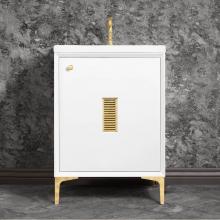 Linkasink VAN24W-013PB - Frame 24'' Wide White Vanity with Polished Brass Louver Grate and Legs, 24'' x