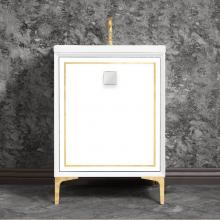 Linkasink VAN24W-023PB-01 - LINEA with 3'' Artisan Glass Prism Hardware 24'' Wide Vanity, White, Polished