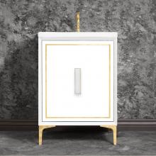 Linkasink VAN24W-024PB-01 - LINEA with 8'' Artisan Glass Prism Hardware 24'' Wide Vanity, White, Polished