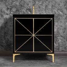 Linkasink VAN30B-002PB - Divergence 30'' Wide Black Vanity with Hand Applied Metal Leaf and Polished Brass Hardwa