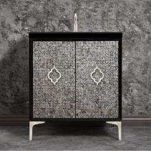 Linkasink VAN30B-006SN - Mother of Pearl 30'' Wide Black Vanity with Satin Nickel Arabesque Pull and Hardware, 30