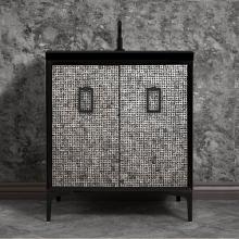 Linkasink VAN30B-007BC - Mother of Pearl 30'' Wide Black Vanity with Polished Brass Coach Pull and Hardware, 30&a