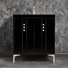 Linkasink VAN30B-009SN - Tuxedo 30'' Wide Black Vanity with Satin Nickel Buttons and Hardware, 30'' x 2