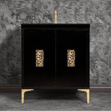 Linkasink VAN30B-010PB - Frame 30'' Wide Black Vanity with Polished Brass Coral Grate and Legs, 30'' x