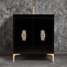 Linkasink VAN30B-011PB - Frame 30'' Wide Black Vanity with Polished Brass Deco Grate and Legs, 30'' x 2