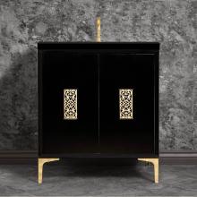 Linkasink VAN30B-012PB - Frame 30'' Wide Black Vanity with Polished Brass Filigree Grate and Legs, 30''