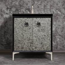 Linkasink VAN30B-015SN-06 - MOTHER OF PEARL with 3'' Artisan Glass Prism Hardware 30'' Wide Vanity, Black,