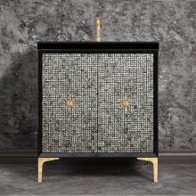 Linkasink VAN30B-028PB - Mother of Pearl with 3'' Polished Brass Star Hardware, 30'' Wide Vanity, Black