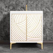 Linkasink VAN30W-001PB - Lateen 30'' Wide White Vanity with Hand Applied Metal Leaf and Polished Brass Hardware