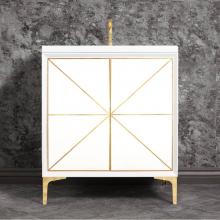 Linkasink VAN30W-002PB - Divergence 30'' Wide White Vanity with Hand Applied Metal Leaf and Polished Brass Hardwa