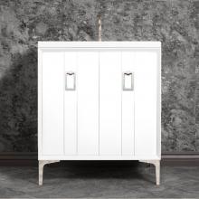 Linkasink VAN30W-008PN - Tuxedo 30'' Wide White Vanity with Polished Nickel Coach Pull and Hardware