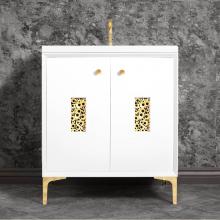 Linkasink VAN30W-010PB - Frame 30'' Wide White Vanity with Polished Brass Coral Grate and Legs