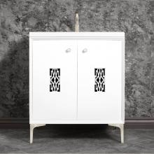 Linkasink VAN30W-011SN - Frame 30'' Wide White Vanity with Satin Nickel Deco Grate and Legs